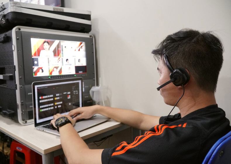 Control room placement for a multi-camera studio